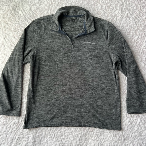 Eddie Bauer Men’s  Gray Quarter-Zip Pullover Size L - Picture 2 of 9
